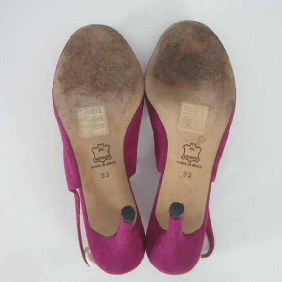 LK Bennett Womens 8 Purple Suede Slingback Pumps Peep Toe Heels Made Spain EU 39 - Picture 10 of 11